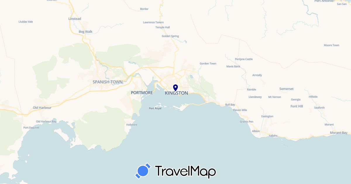 TravelMap itinerary: driving in Jamaica (North America)